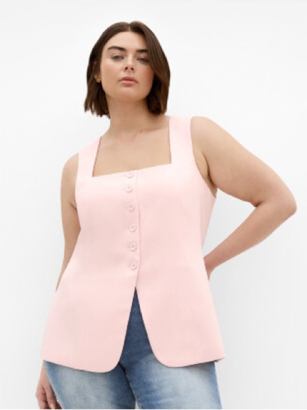 City Chic Abbie Vest in Heavenly Pink